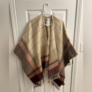 Abercrombie Cream & Maroon Shawl - One Size
